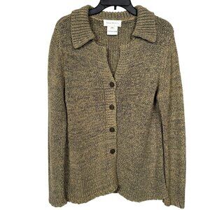 Vintage Susan Bristol Cardigan Medium Brown Button Front Open Chunky Acrylic